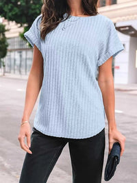 Casual Ribbed Knit Short Sleeve T-Shirt 100100691365915 25 Affordable Fashion Under $100 Jerry's Apparel 