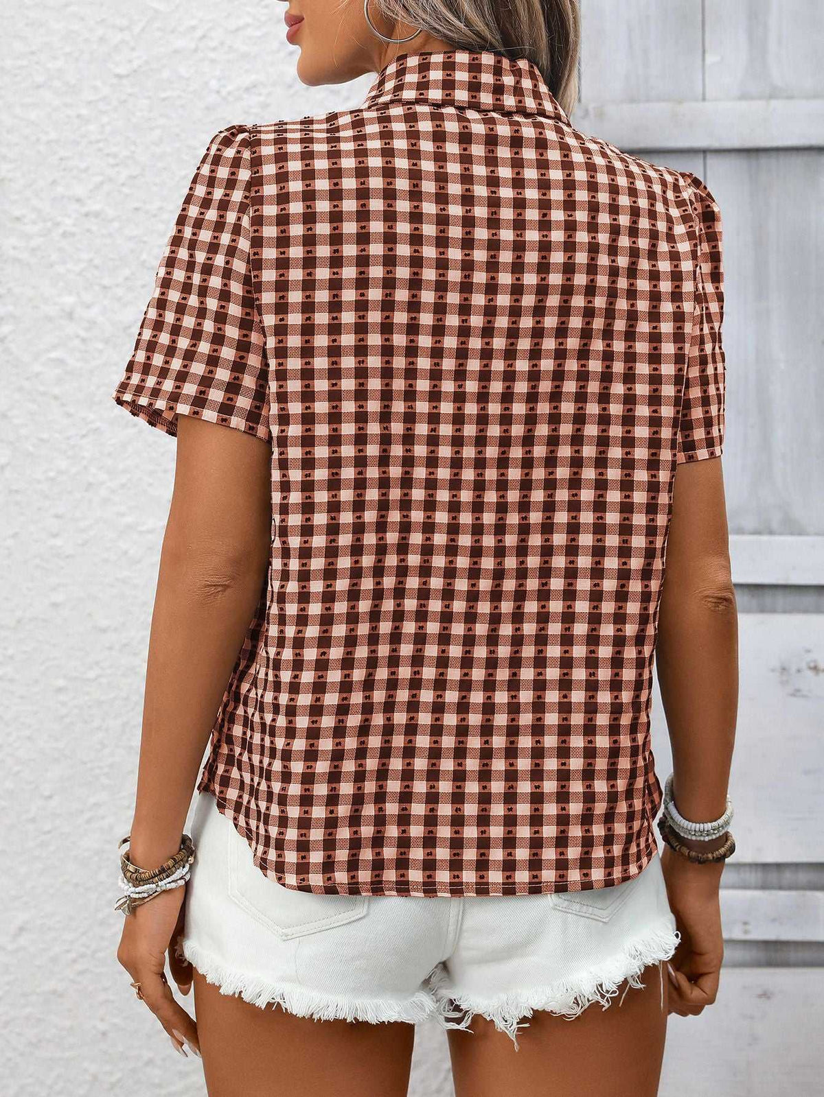 Plaid Button-Up Short Sleeve Shirt 100100054709959 33 Affordable Fashion Under $100 Jerry's Apparel 