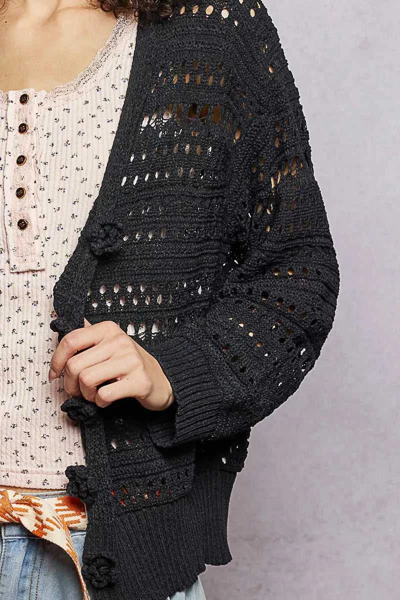 POL Open-Knit Floral Button Cardigan 100100621311311 66 Affordable Fashion Under $100 Jerry's Apparel 