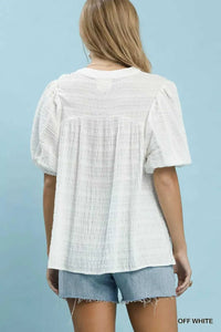 Umgee Textured Puff Sleeve Blouse 100100619931401 49 Affordable Fashion Under $100 Jerry's Apparel 