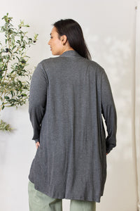 Celeste Full Size Open Front Cardigan with Pockets