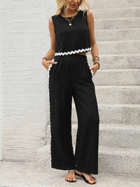 Round Neck Sleeveless Top and Pants Set 100100756401085 36 Affordable Fashion Under $100 Jerry's Apparel 