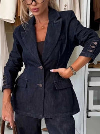 Single-Breasted Washed Denim Blazer 100100032591022 67 Affordable Fashion Under $100 Jerry's Apparel 