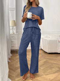 Ribbed Knit Short Sleeve Top and Pants Lounge Set 100100838010625 40 Affordable Fashion Under $100 Jerry's Apparel 