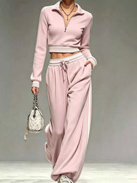 Full Size Half Zip Cropped Top and Pants Set Plus Size 101001454069686 52 Affordable Fashion Under $100 Jerry's Apparel 