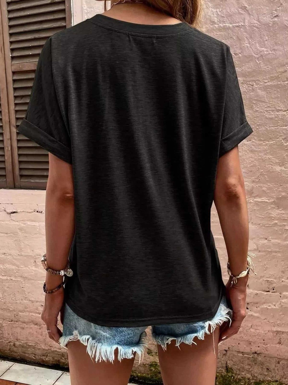 Full Size Notched T-Shirt with Rolled Sleeves Plus Size 100100574144593 26 Affordable Fashion Under $100 Jerry's Apparel 