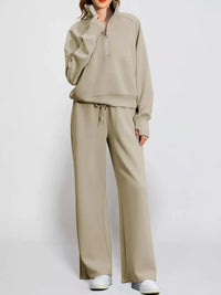 Half-Zip Sweatshirt and Wide-Leg Pants Set 101001840100593 40 Gifts for Her Jerry's Apparel 