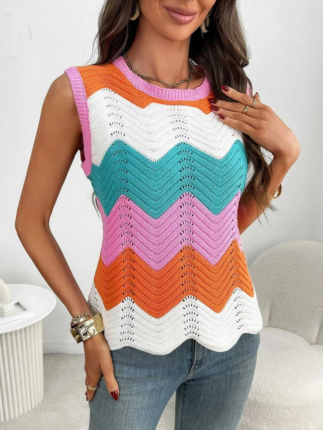Color Block Round Neck Sweater Vest 100100253791586 34 Affordable Fashion Under $100 Jerry's Apparel 