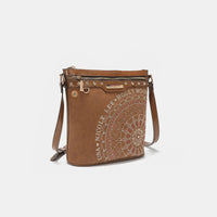 Metallic Stitching Embroidery Inlaid Rhinestone Crossbody Bag