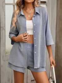 Textured Shirt and Shorts Set 100100159367823 54 Affordable Fashion Under $100 Jerry's Apparel 