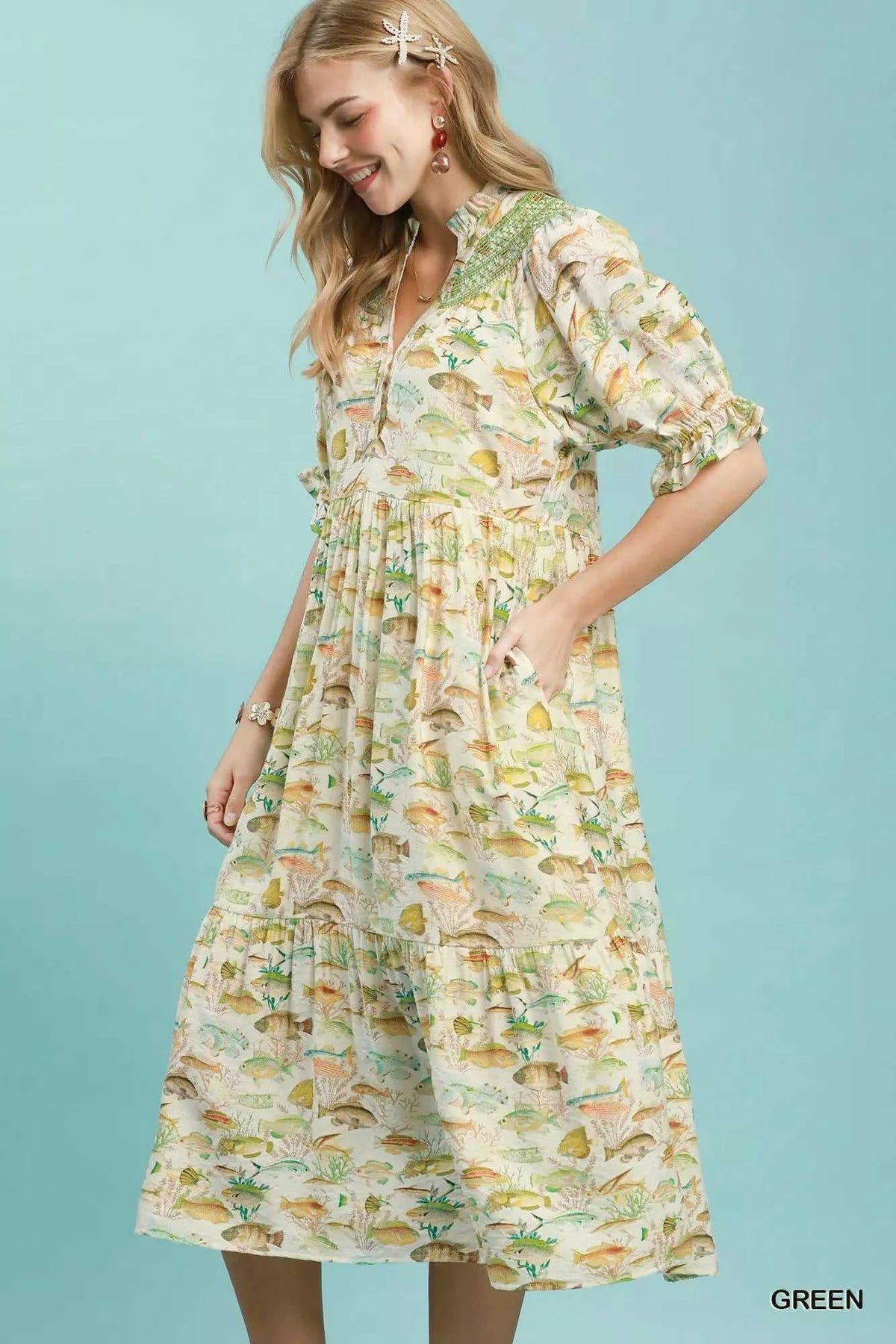 Umgee Print Tiered Midi Dress 100100917281451 66 Affordable Fashion Under $100 Jerry's Apparel 