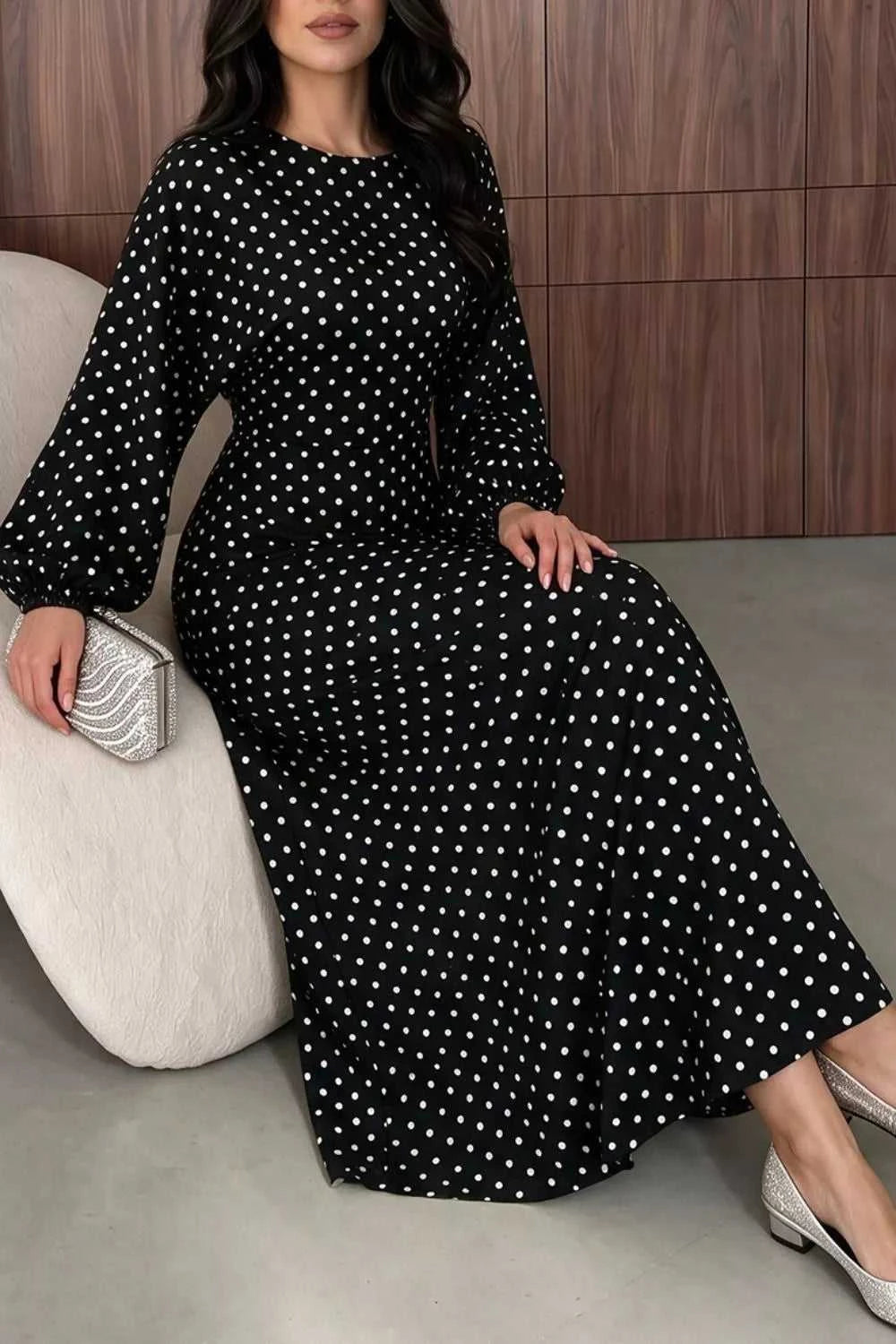 Polka Dot Long Sleeve Maxi Dress 101001469171625 35 Affordable Fashion Under $100 Jerry's Apparel 