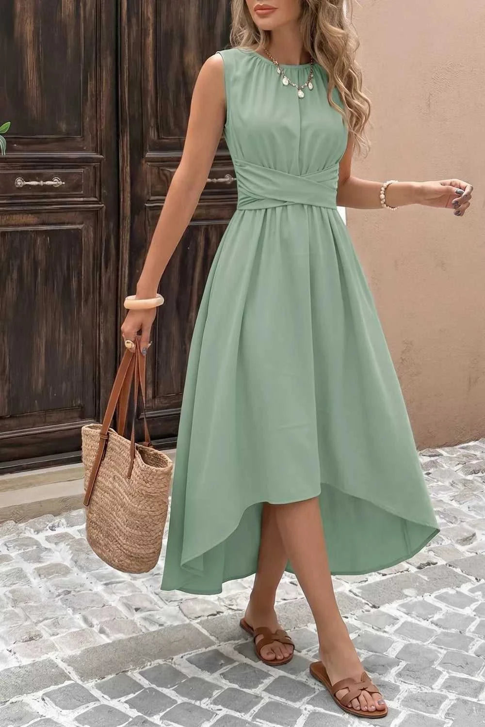 Sleeveless High-Low Hem A-Line Dress 100100859872614 42 Affordable Fashion Under $100 Jerry's Apparel 