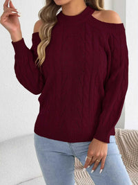 Cold Shoulder Cable Knit Sweater 101002208238460 36 Affordable Fashion Under $100 Jerry's Apparel 