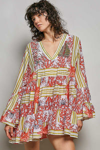 POL Striped Floral Long Sleeve Mini Dress with Pintuck Detail 100100852921122 52 Affordable Fashion Under $100 Jerry's Apparel 