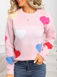 Valentine's Day Heart Round Neck Dropped Shoulder Sweater 100100731312890 46 Affordable Fashion Under $100 Jerry's Apparel 
