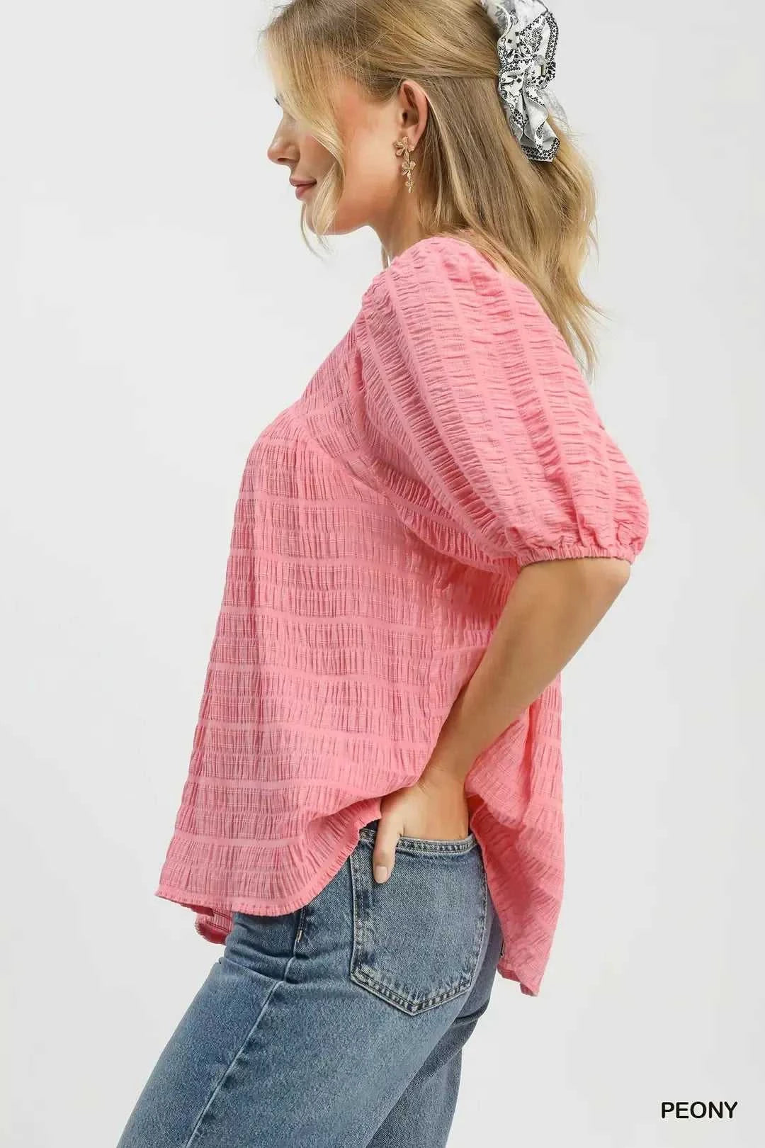 Umgee Textured Puff Sleeve Blouse 100100103951023 49 Affordable Fashion Under $100 Jerry's Apparel 