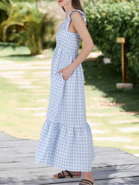 Ruffled Sleeveless Gingham Midi Dress 100100350034223 45 Affordable Fashion Under $100 Jerry's Apparel 