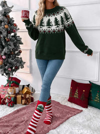 Christmas Tree Pattern Round Neck Sweater 101002229661667 54 Affordable Fashion Under $100 Jerry's Apparel 