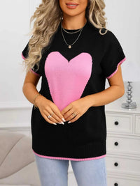 Valentine's Day Heart Graphic Short Sleeve Sweater 100100427412577 40 Affordable Fashion Under $100 Jerry's Apparel 