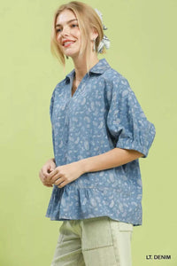 Umgee Paisley Print Chambray Top 100100431981681 57 Affordable Fashion Under $100 Jerry's Apparel 