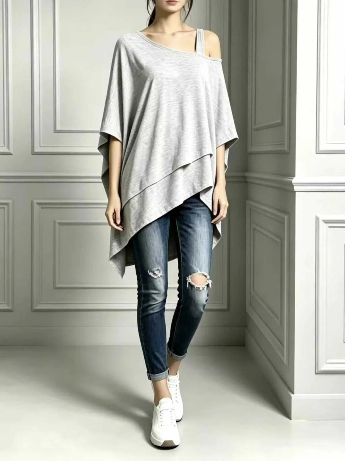 Full Size Asymmetrical Neck Short Sleeve T-Shirt Plus Size 100100023279190 34 Affordable Fashion Under $100 Jerry's Apparel 