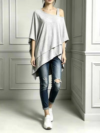 Full Size Asymmetrical Neck Short Sleeve T-Shirt Plus Size 100100023279190 34 Affordable Fashion Under $100 Jerry's Apparel 