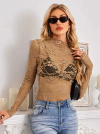 Mock Neck Long Sleeve Lace Sheer Top 100100861526419 16 Affordable Fashion Under $100 Jerry's Apparel 