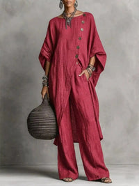 Full Size Asymmetric Button-Down Top and Wide-Leg Pants Set Plus Size 101001667815182 65 Affordable Fashion Under $100 Jerry's Apparel 