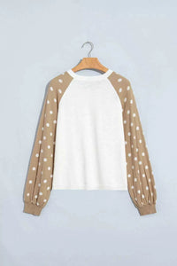 Polka Dot Contrast Long Sleeve Button V Neck Sweater 101002413925852 51 Affordable Fashion Under $100 Jerry's Apparel 