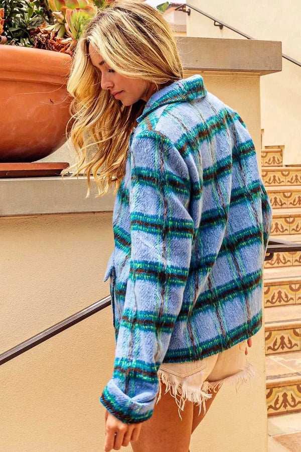 BiBi Flap Pockets Brushed Vintage Plaid Jacket 100100761871695 52 Affordable Fashion Under $100 Jerry's Apparel 