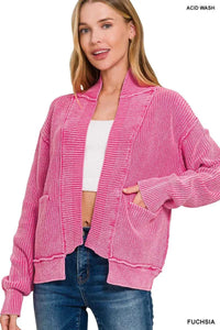 Zenana Washed Dropped Shoulder Cardigan with Side Pockets 100100659501006 57 Affordable Fashion Under $100 Jerry's Apparel 