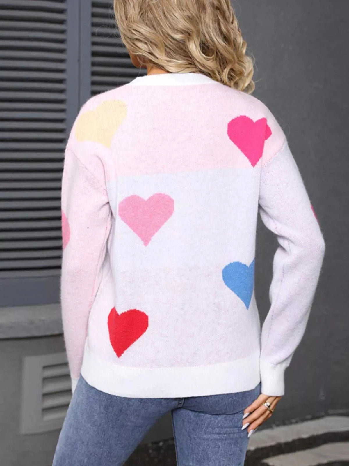 Valentine's Day Heart Round Neck Dropped Shoulder Sweater 100100731312890 46 Affordable Fashion Under $100 Jerry's Apparel 