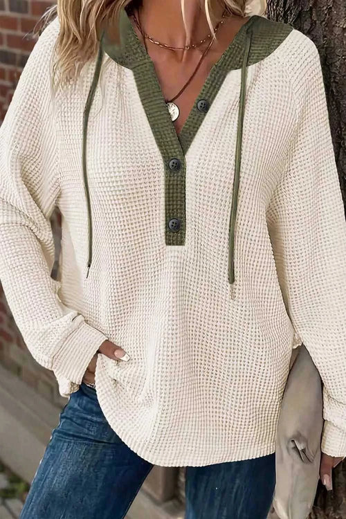 Drawstring Waffle Knit Henley Hoodie 101001220011076 41 Affordable Fashion Under $100 Jerry's Apparel 