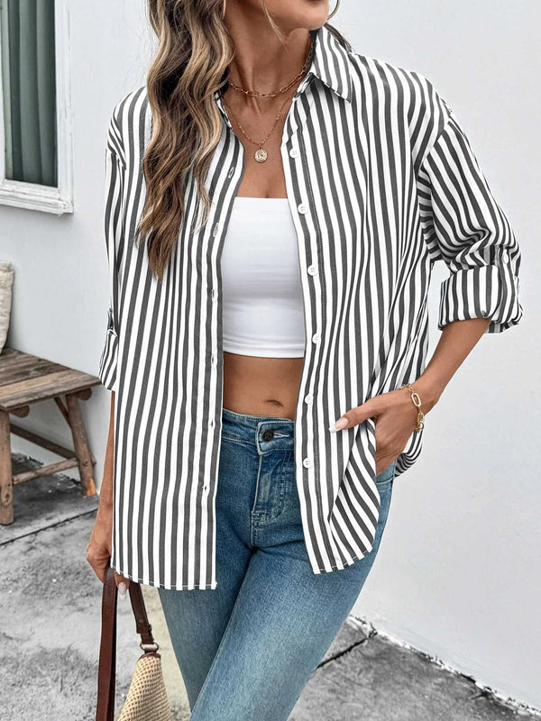 Striped Oversized Button-Up Shirt 100100354131470 50 Affordable Fashion Under $100 Jerry's Apparel 