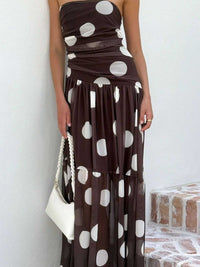 Polka Dot Strapless Ruched Maxi Dress 100100889786131 50 Affordable Fashion Under $100 Jerry's Apparel 