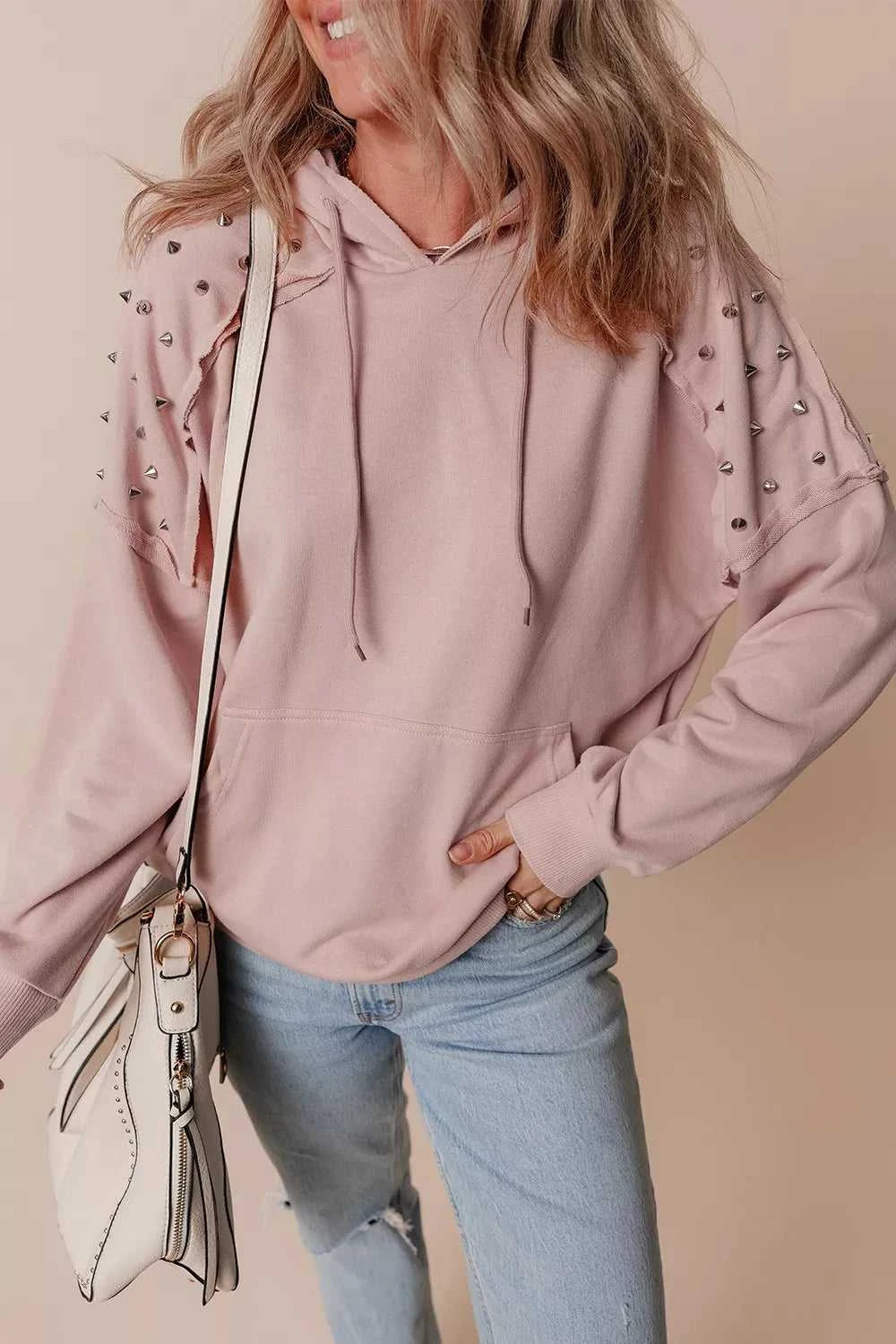 Drawstring Studded Shoulder Hoodie 100100808351688 57 Affordable Fashion Under $100 Jerry's Apparel 