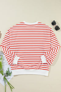 Striped Dropped Shoulder Long Sleeve Sweatshirt