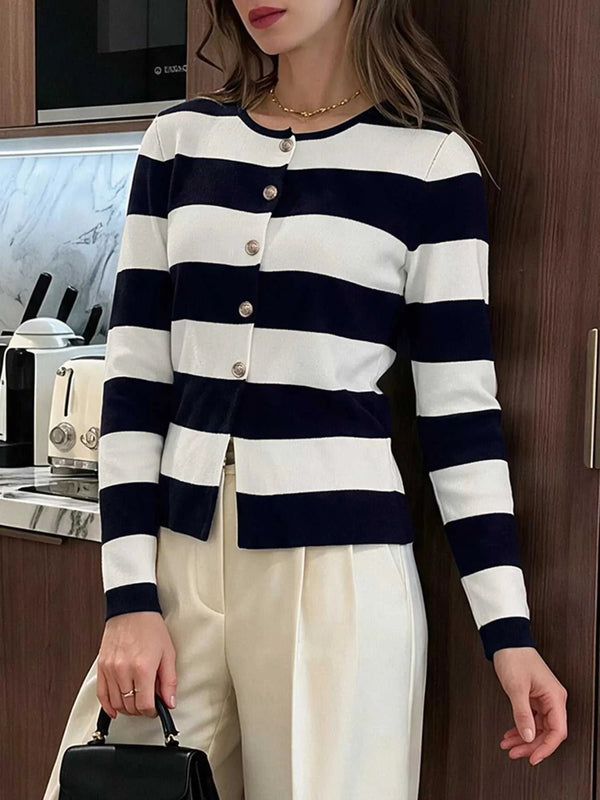 Striped Button-Down Knit Cardigan 101002019115738 55 Affordable Fashion Under $100 Jerry's Apparel 