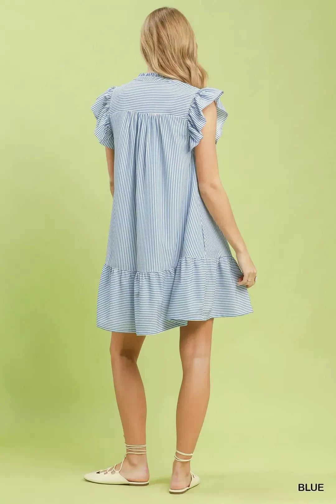 Umgee Ruffle Trim Stripe Flutter Sleeve Mini Dress 100100937771498 60 Affordable Fashion Under $100 Jerry's Apparel 