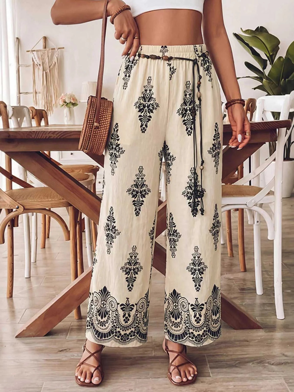 Boho Print Wide Leg Pants 100100713043655 36 Seasonal Fashion Collections Jerry's Apparel 