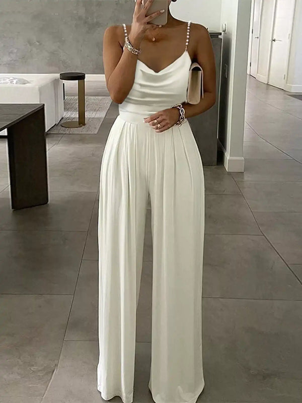 Cowl Neck Jumpsuit with Pearl Strap Detail 101001344414425 39 Affordable Fashion Under $100 Jerry's Apparel 