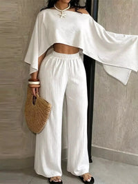 Boat Neck Crop Top and Wide-Leg Pants Set 101001634822589 57 Affordable Fashion Under $100 Jerry's Apparel 