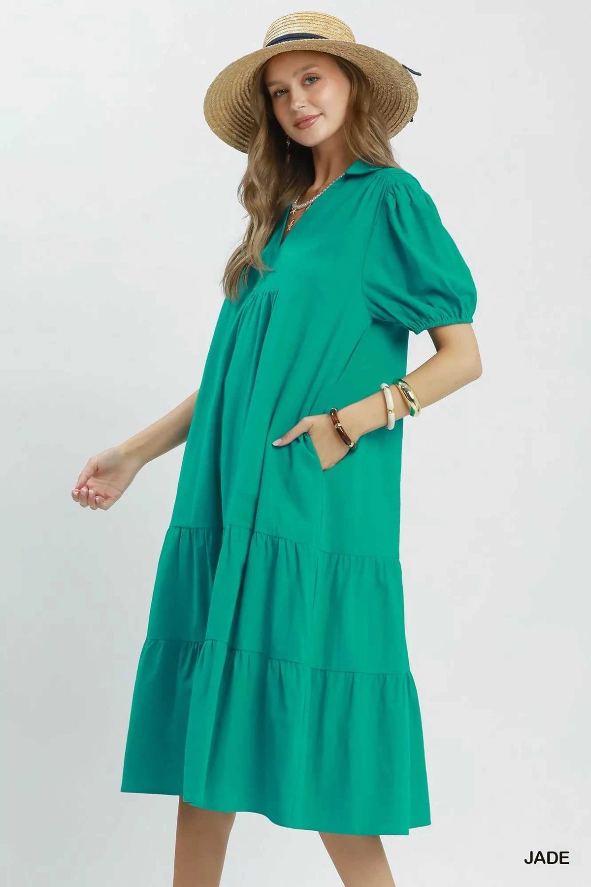 Umgee Solid Tiered Midi Dress 100100537641335 60 Affordable Fashion Under $100 Jerry's Apparel 