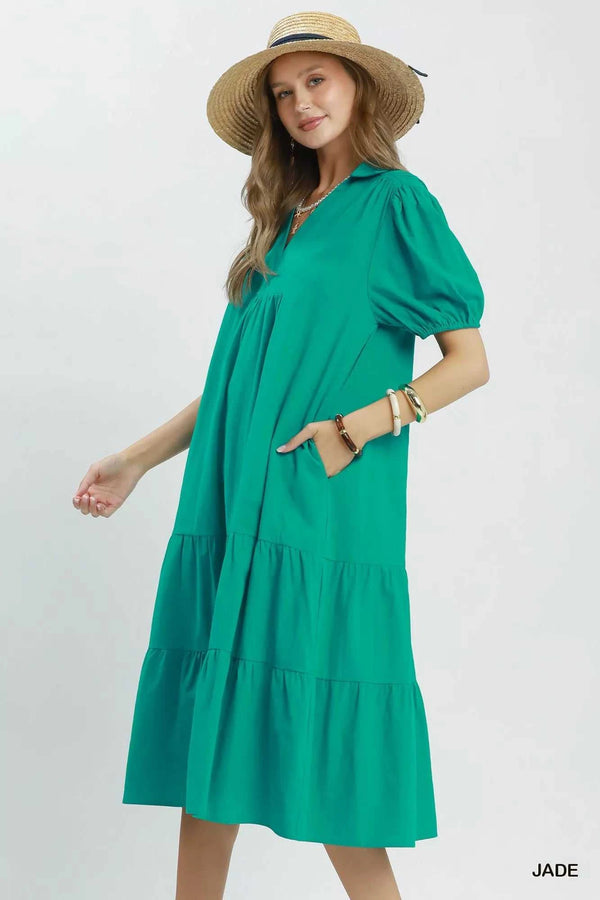 Umgee Solid Tiered Midi Dress 100100537641335 60 Affordable Fashion Under $100 Jerry's Apparel 