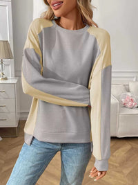 Color Block Waffle Knit Long Sleeve T-Shirt 100100404511401 37 Affordable Fashion Under $100 Jerry's Apparel 