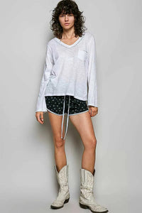 POL Contrast Hand-Stitch V-Neck Lightweight Knit Long Sleeve Top 100100786331083 43 Affordable Fashion Under $100 Jerry's Apparel 
