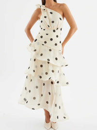 Polka Dot One-Shoulder Ruffle Dress 100100403782395 65 Affordable Fashion Under $100 Jerry's Apparel 