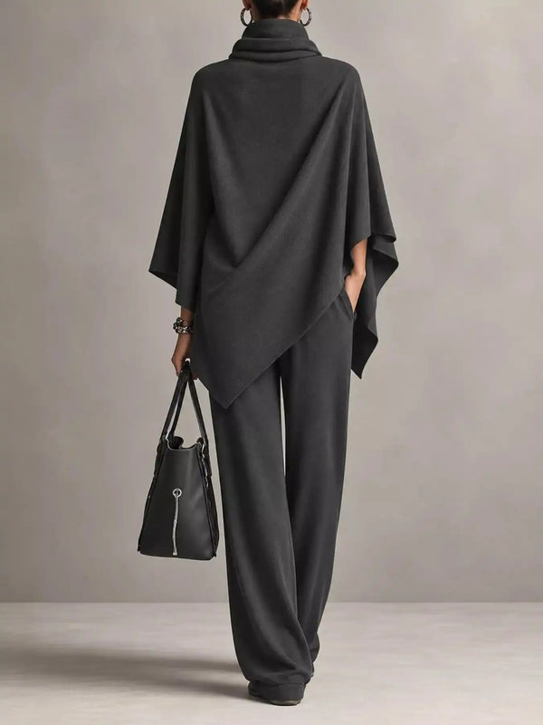 Full Size Turtleneck Poncho and Wide-Leg Pants Set Plus Size 101002605950123 65 Gifts for Her Jerry's Apparel 