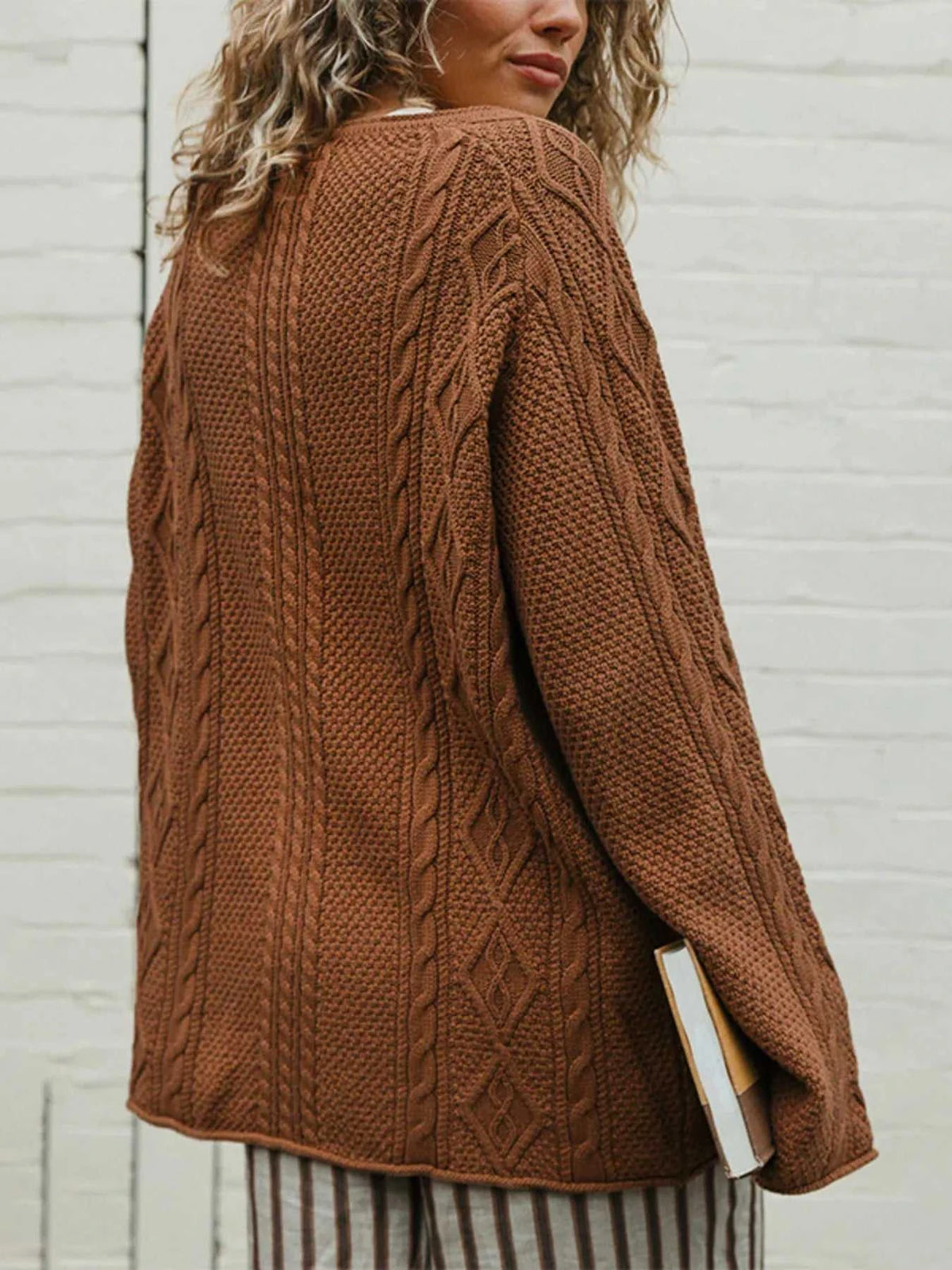 Crew Neck Cable-Knit Sweater 100100765071495 52 Affordable Fashion Under $100 Jerry's Apparel 